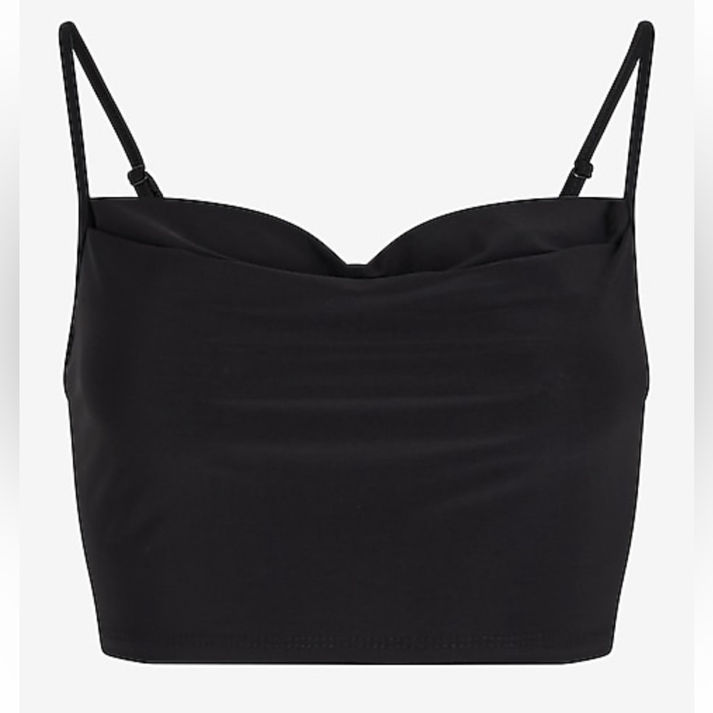 EXPRESS Black Cowl Neck Cropped Cami